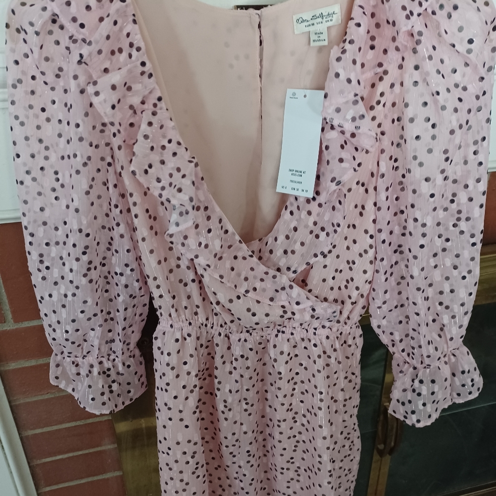 Pink and black dot romper